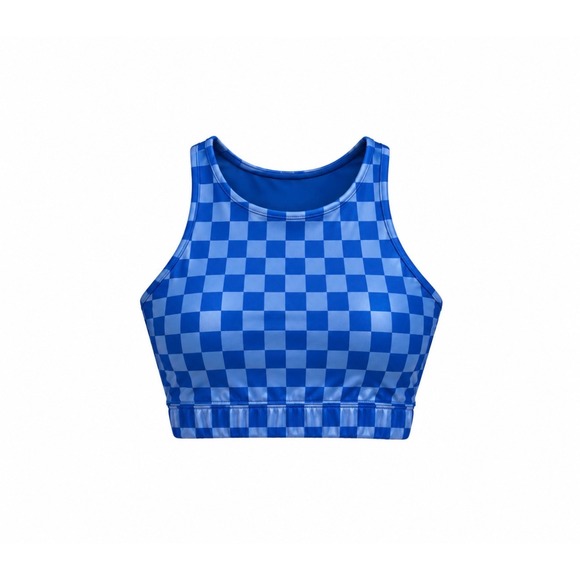 Peloton Other - Peloton Sports Bra Women Large Blue NWOT Checkered Metallic Racerback P0013467